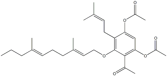 2'-[(3,7-Dimethyldeca-2,6-dien-1-yl)oxy]-3'-(3-methyl-2-butenyl)-4',6'-diacetoxy-acetophenone 结构式