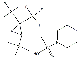 Piperidinophosphonic acid hydrogen 1-tert-butyl-3,3-bis(trifluoromethyl)cyclopropyl ester 结构式