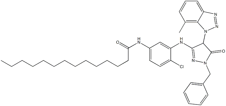 1-Benzyl-3-[2-chloro-5-(tetradecanoylamino)anilino]-4-(7-methyl-1H-benzotriazol-1-yl)-5(4H)-pyrazolone 结构式