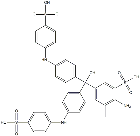 5-[Bis[4-(4-sulfophenylamino)phenyl]hydroxymethyl]-2-amino-3-methylbenzenesulfonic acid 结构式