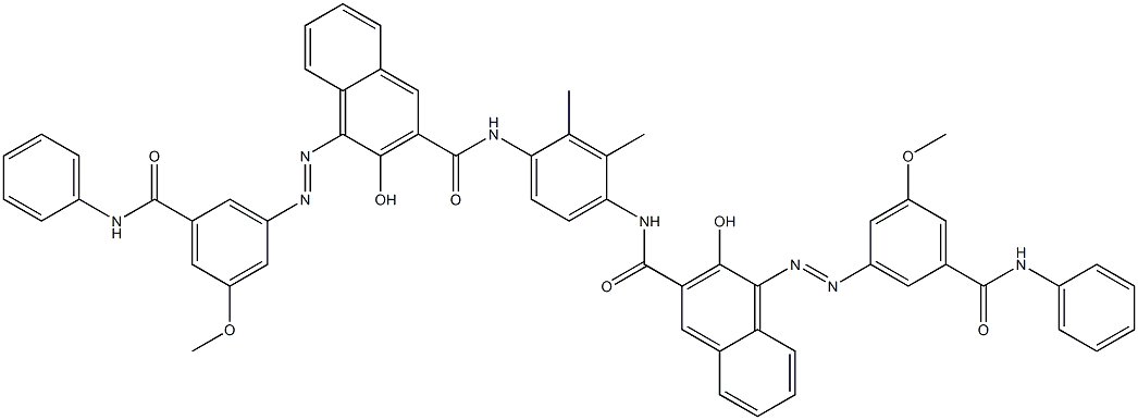 N,N'-(2,3-Dimethyl-1,4-phenylene)bis[4-[[3-methoxy-5-(phenylcarbamoyl)phenyl]azo]-3-hydroxy-2-naphthalenecarboxamide] 结构式