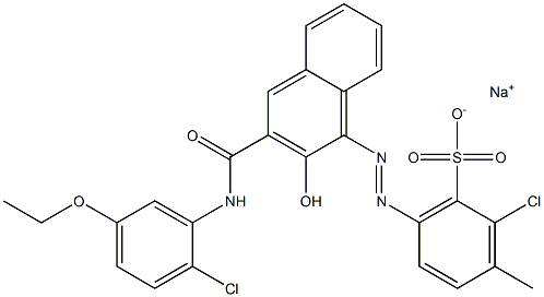 2-Chloro-3-methyl-6-[[3-[[(2-chloro-5-ethoxyphenyl)amino]carbonyl]-2-hydroxy-1-naphtyl]azo]benzenesulfonic acid sodium salt 结构式