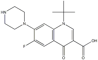 6-Fluoro-1-tert-butyl-7-(1-piperazinyl)-1,4-dihydro-4-oxoquinoline-3-carboxylic acid 结构式