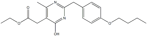 2-(p-Butoxybenzyl)-4-hydroxy-6-methyl-5-pyrimidineacetic acid ethyl ester 结构式