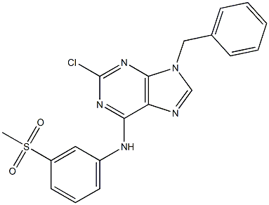 9-Benzyl-2-chloro-6-(3-methylsulfonylphenylamino)-9H-purine 结构式