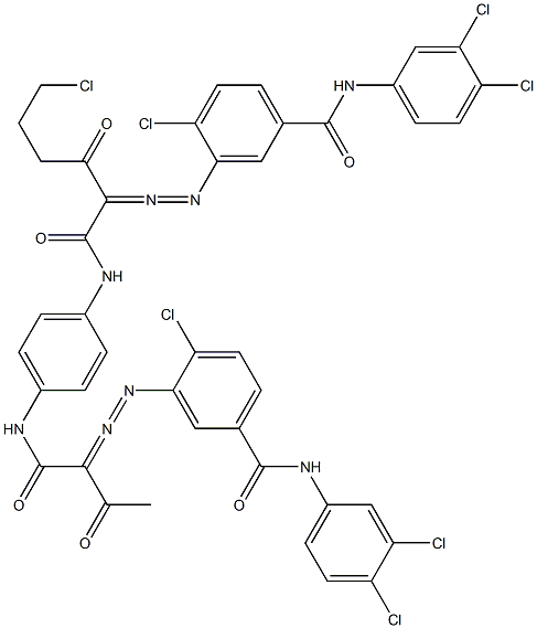 3,3'-[2-(2-Chloroethyl)-1,4-phenylenebis[iminocarbonyl(acetylmethylene)azo]]bis[N-(3,4-dichlorophenyl)-4-chlorobenzamide] 结构式