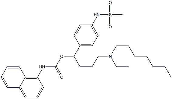 N-(1-Naphtyl)carbamic acid 1-[4-[(methylsulfonyl)amino]phenyl]-4-(ethylheptylamino)butyl ester 结构式