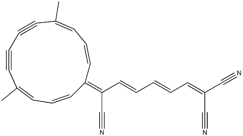 4,9-Dimethyl-13-[(2E,4E)-1,7,7-tricyano-2,4,6-heptatrienylidene]cyclotrideca-1,3,9,11-tetrene-5,7-diyne 结构式