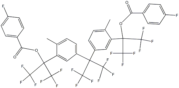 2,2-Bis[4-methyl-3-[2-(p-fluorobenzoyloxy)-1,1,1,3,3,3-hexafluoropropan-2-yl]phenyl]-1,1,1,3,3,3-hexafluoropropane 结构式