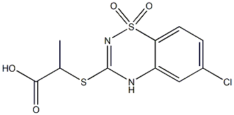 6-Chloro-3-[(1-carboxyethyl)thio]-4H-1,2,4-benzothiadiazine 1,1-dioxide 结构式