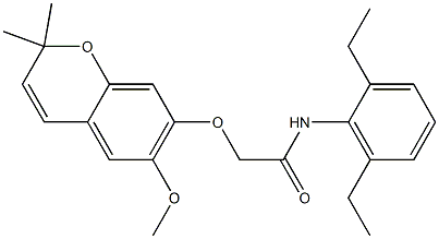 2-[[2,2-Dimethyl-6-methoxy-2H-1-benzopyran-7-yl]oxy]-2',6'-diethylacetanilide 结构式