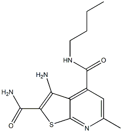 3-Amino-6-methyl-4-(butylaminocarbonyl)thieno[2,3-b]pyridine-2-carboxamide 结构式