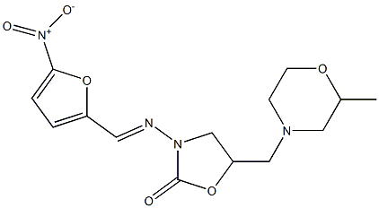 5-(2-Methylmorpholinomethyl)-3-[(5-nitrofurfurylidene)amino]-2-oxazolidinone 结构式