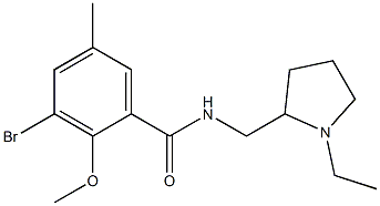 N-[(1-Ethyl-2-pyrrolidinyl)methyl]-2-methoxy-3-bromo-5-methylbenzamide 结构式