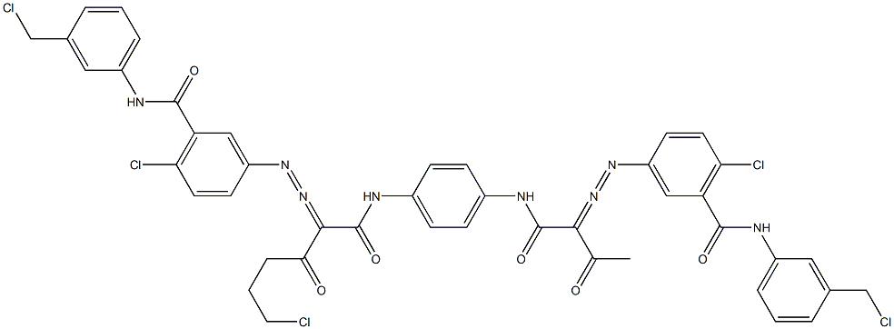 3,3'-[2-(2-Chloroethyl)-1,4-phenylenebis[iminocarbonyl(acetylmethylene)azo]]bis[N-[3-(chloromethyl)phenyl]-6-chlorobenzamide] 结构式