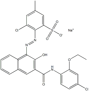 3-Chloro-5-methyl-2-[[3-[[(4-chloro-2-ethoxyphenyl)amino]carbonyl]-2-hydroxy-1-naphtyl]azo]benzenesulfonic acid sodium salt 结构式