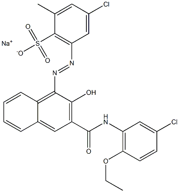 4-Chloro-2-methyl-6-[[3-[[(3-chloro-6-ethoxyphenyl)amino]carbonyl]-2-hydroxy-1-naphtyl]azo]benzenesulfonic acid sodium salt 结构式