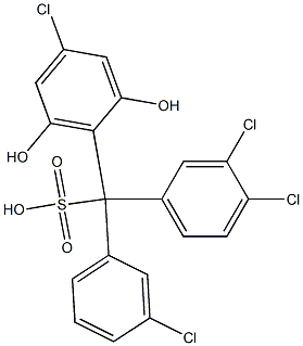 (3-Chlorophenyl)(3,4-dichlorophenyl)(4-chloro-2,6-dihydroxyphenyl)methanesulfonic acid 结构式