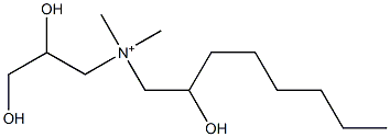 N-(2,3-Dihydroxypropyl)-2-hydroxy-N,N-dimethyl-1-octanaminium 结构式