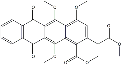 4-(Methoxycarbonyl)-3-[(methoxycarbonyl)methyl]-1,5,12-trimethoxy-6,11-naphthacenedione 结构式