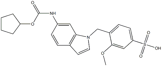 4-[6-(Cyclopentyloxycarbonylamino)-1H-indol-1-ylmethyl]-3-methoxybenzenesulfonic acid 结构式