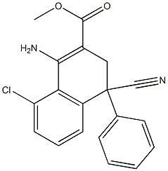 1-Amino-4-cyano-3,4-dihydro-8-chloro-4-(phenyl)naphthalene-2-carboxylic acid methyl ester 结构式