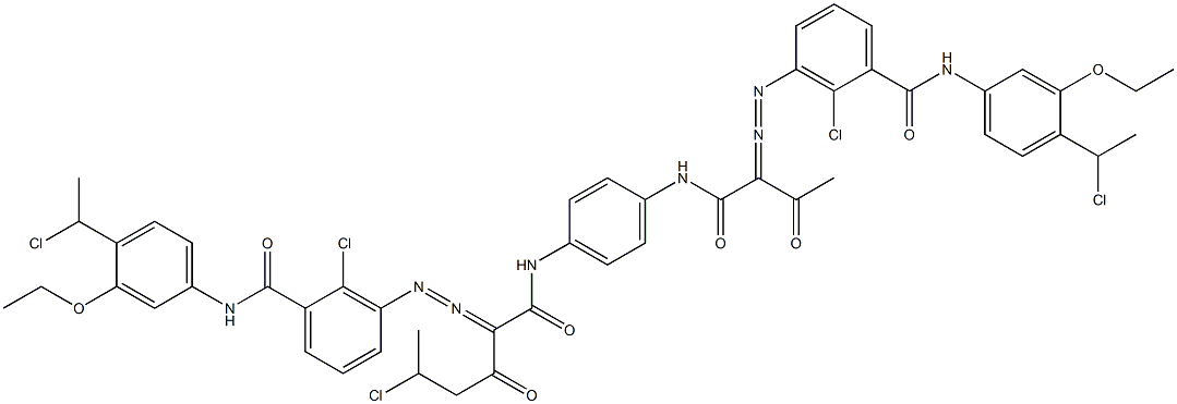 3,3'-[2-(1-Chloroethyl)-1,4-phenylenebis[iminocarbonyl(acetylmethylene)azo]]bis[N-[4-(1-chloroethyl)-3-ethoxyphenyl]-2-chlorobenzamide] 结构式