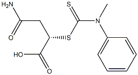 (-)-N-Methyl-N-phenyldithiocarbamic acid (S)-1-carboxy-2-(aminocarbonyl)ethyl ester 结构式