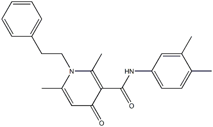 N-(3,4-Dimethylphenyl)-1-phenethyl-2,6-dimethyl-4-oxo-1,4-dihydro-3-pyridinecarboxamide 结构式