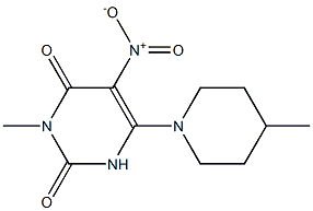 3-Methyl-5-nitro-6-(4-methylpiperidin-1-yl)pyrimidine-2,4(1H,3H)-dione 结构式