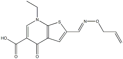 2-[(2-Propenyloxy)iminomethyl]-7-ethyl-4,7-dihydro-4-oxothieno[2,3-b]pyridine-5-carboxylic acid 结构式