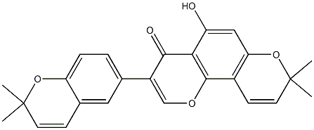 9-Hydroxy-2,2-dimethyl-2,8-dihydro-7-(2,2-dimethyl-2H-1-benzopyran-6-yl)-1,5-dioxaphenanthren-8-one 结构式