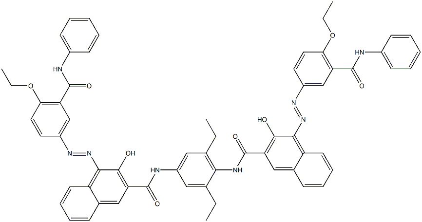 N,N'-(2,6-Diethyl-1,4-phenylene)bis[4-[[4-ethoxy-5-(phenylcarbamoyl)phenyl]azo]-3-hydroxy-2-naphthalenecarboxamide] 结构式