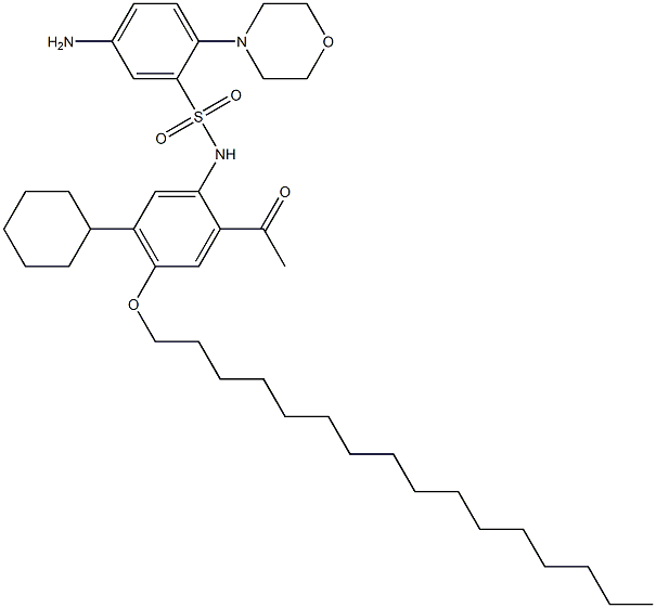 2'-(2-Morpholino-5-aminophenylsulfonylamino)-4'-cyclohexyl-5'-hexadecyloxyacetophenone 结构式