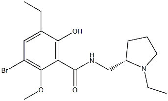 N-[[(2S)-1-Ethylpyrrolidine-2-yl]methyl]-2-methoxy-3-bromo-5-ethyl-6-hydroxybenzamide 结构式