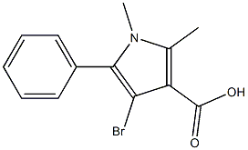 4-Bromo-1,2-dimethyl-5-phenyl-1H-pyrrole-3-carboxylic acid 结构式