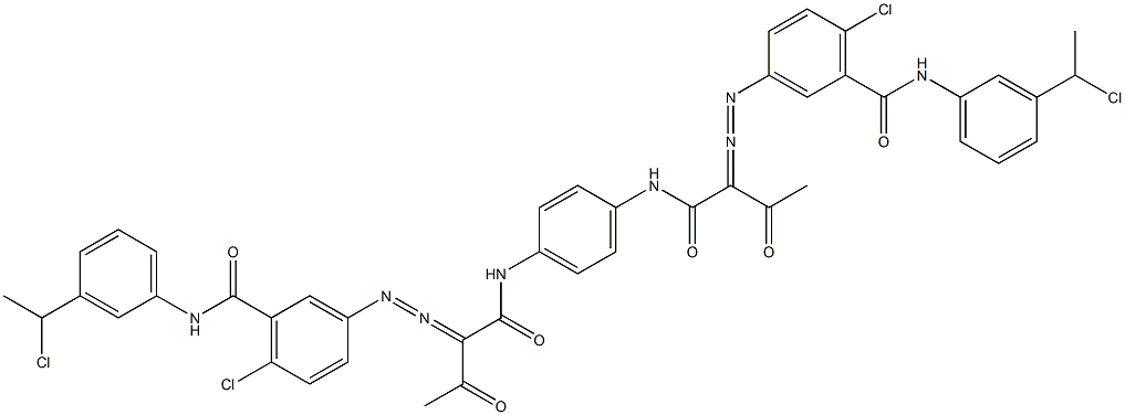 3,3'-[1,4-Phenylenebis[iminocarbonyl(acetylmethylene)azo]]bis[N-[3-(1-chloroethyl)phenyl]-6-chlorobenzamide] 结构式