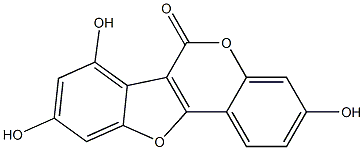 3,7,9-Trihydroxy-6H-benzofuro[3,2-c][1]benzopyran-6-one 结构式