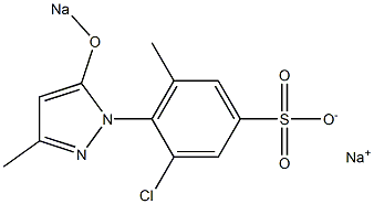 3-Chloro-4-(5-sodiooxy-3-methyl-1H-pyrazol-1-yl)-5-methylbenzenesulfonic acid sodium salt 结构式