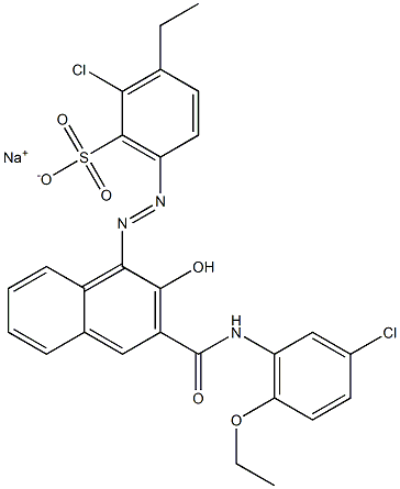 2-Chloro-3-ethyl-6-[[3-[[(3-chloro-6-ethoxyphenyl)amino]carbonyl]-2-hydroxy-1-naphtyl]azo]benzenesulfonic acid sodium salt 结构式