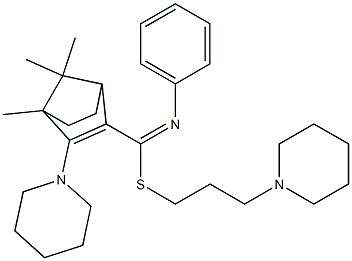 4,7,7-Trimethyl-3-piperidino-N-phenylbicyclo[2.2.1]hept-2-ene-2-carbimidothioic acid (3-piperidinopropyl) ester 结构式