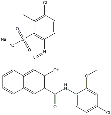 3-Chloro-2-methyl-6-[[3-[[(4-chloro-2-methoxyphenyl)amino]carbonyl]-2-hydroxy-1-naphtyl]azo]benzenesulfonic acid sodium salt 结构式