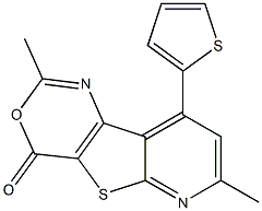 2,7-Dimethyl-9-(2-thienyl)-4H-pyrido[3',2':4,5]thieno[3,2-d][1,3]oxazin-4-one 结构式