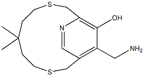 12-Aminomethyl-13-hydroxy-6,6-dimethyl-3,9-dithia-14-azabicyclo[9.2.2]pentadeca-11,13(1),14-triene 结构式