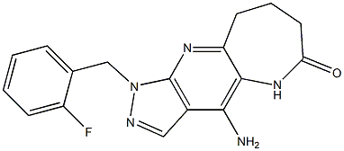 4-Amino-1-(2-fluorobenzyl)-5,7,8,9-tetrahydro-1,2,5,10-tetraazacyclohept[f]inden-6(1H)-one 结构式