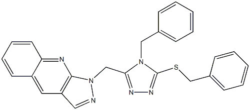 1-[[5-(Benzylthio)-4-benzyl-4H-1,2,4-triazol-3-yl]methyl]-1H-pyrazolo[3,4-b]quinoline 结构式