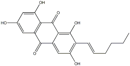 2-[(E)-1-Hexenyl]-1,3,6,8-tetrahydroxyanthraquinone 结构式