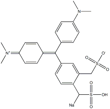 N,N-Dimethyl-4-[(4-dimethylaminophenyl)(3-sulfonatomethyl-4-sodiosulfomethylphenyl)methylene]-2,5-cyclohexadien-1-iminium 结构式