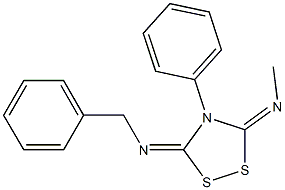 3-Benzylimino-5-methylimino-4-phenyl-1,2,4-dithiazolidine 结构式