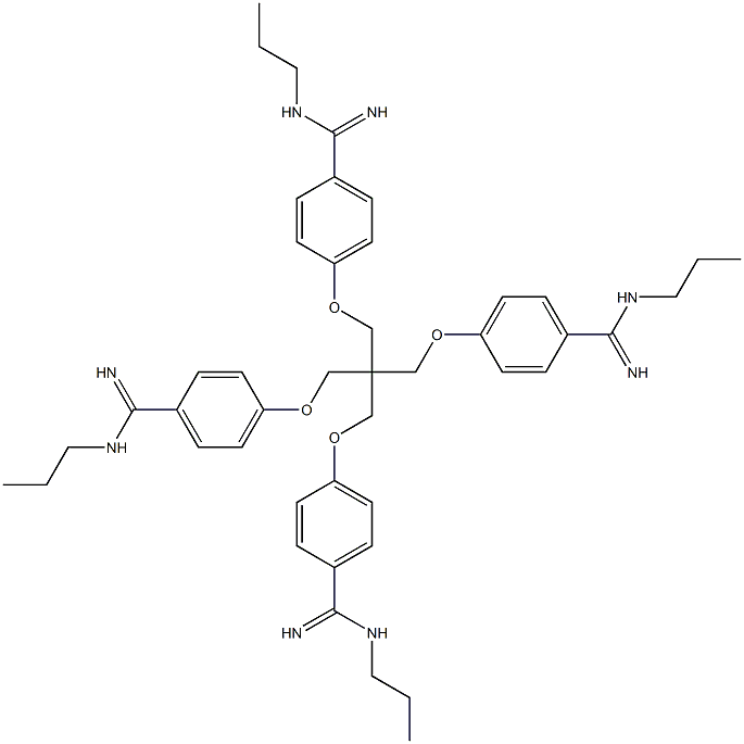 4,4',4'',4'''-[Methanetetrayltetrakis(methyleneoxy)]tetrakis(N1-propylbenzamidine) 结构式